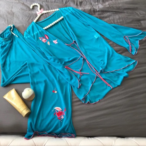 Y2K Turquoise Mesh Intimate Pajamas Set - Picture 8 of 8
